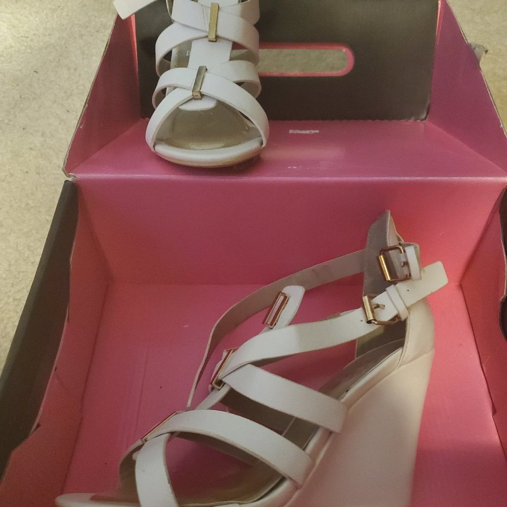 white wedge sandals